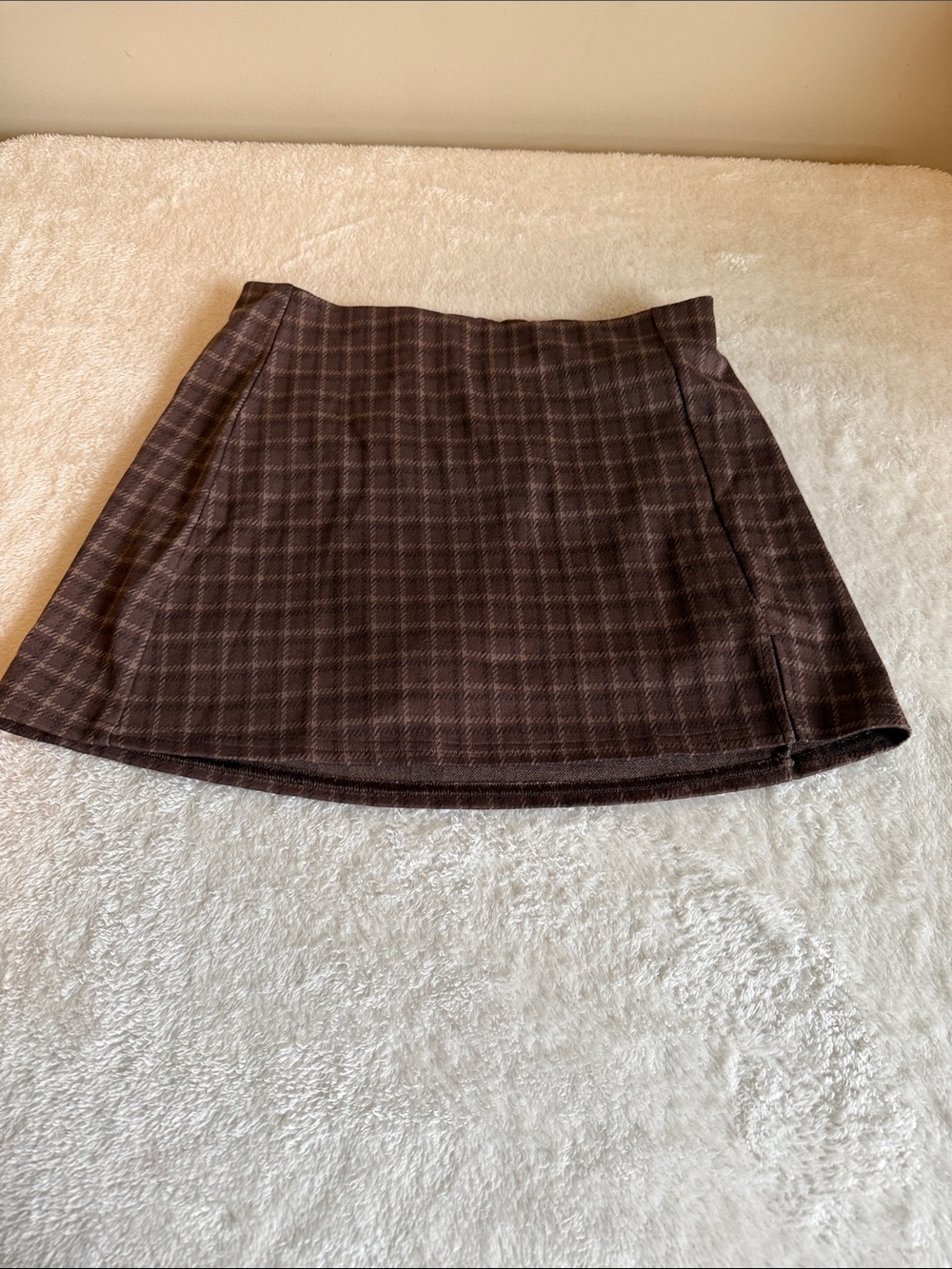 American Eagle Brown Plaid It Knit Mini Skort - Size M